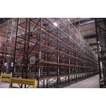 (38) Ridg-U-Rack RUR H43 Pallet Racking Sections, 32' Uprights, 8' Beams, Slotted Style, XL Footplat