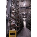 (19) Ridg-U-Rack RUR H43 Pallet Racking Sections, 32' Uprights, 8' Beams, Slotted Style, XL Footplat