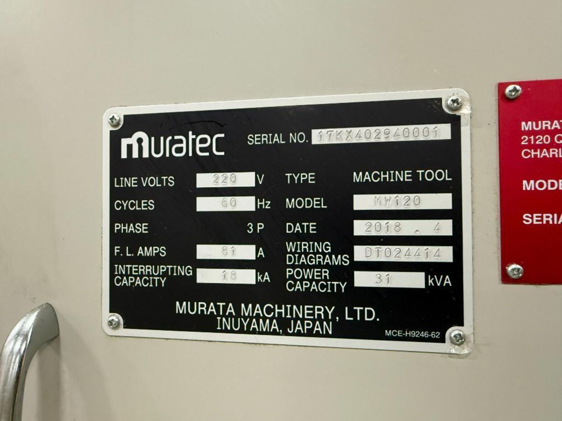 2018 Muratec MW120 Twin Spindle CNC Lathe, S/N 17KX402940001 - Image 22 of 25