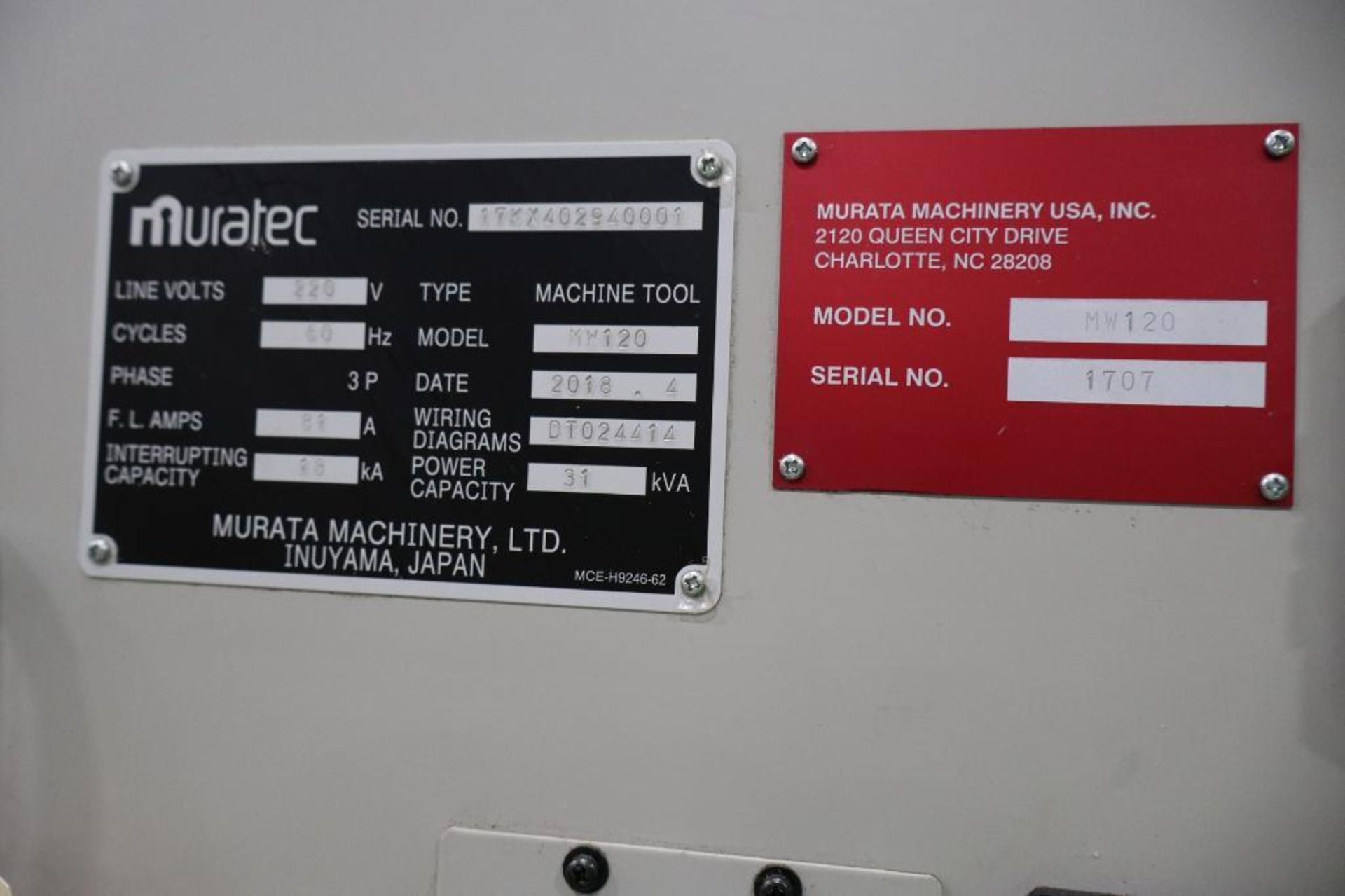 2018 Muratec MW120 Twin Spindle CNC Lathe, S/N 17KX402940001 - Image 9 of 25