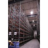 (38) Ridg-U-Rack RUR H43 Pallet Racking Sections, 32' Uprights, 8' Beams, Slotted Style, XL Footplat