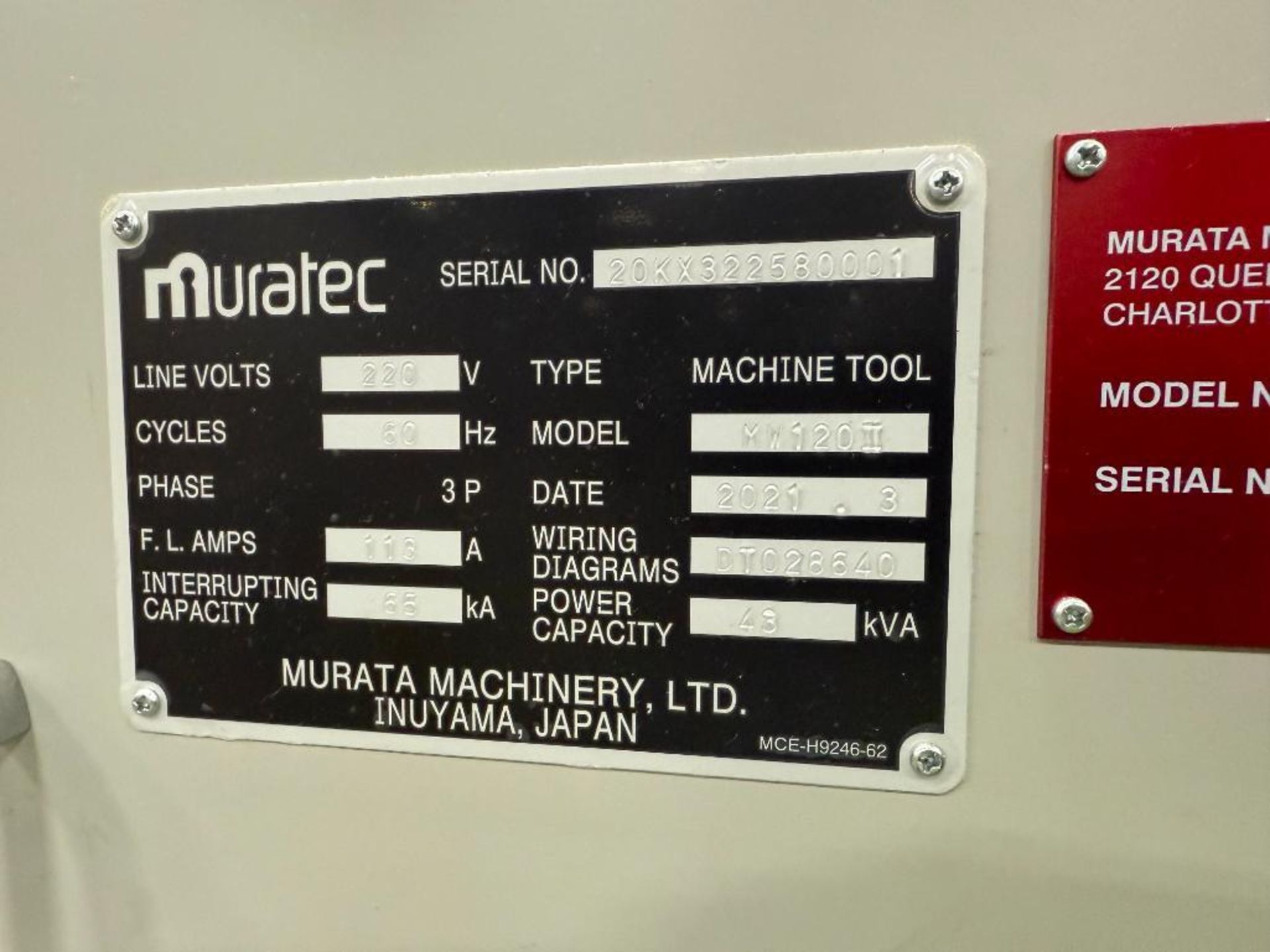 2021 Muratec MW120II Twin Spindle CNC Lathe, S/N 20KX322580001 - Image 10 of 27