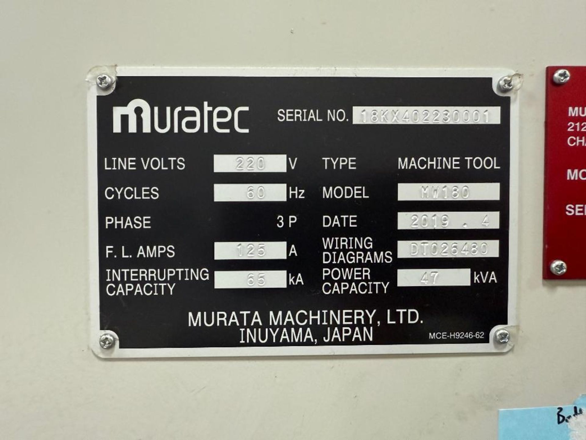 2019 Muratec MW 180 Twin Spindle CNC Lathe, S/N 18KX402230001 - Image 24 of 25