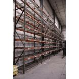 (10) Pallet Racking Sections, 18' Uprights, 8' Beams, Teardrop Style, (7) Beams Per Section, 37" x 4