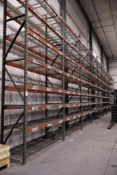 (10) Pallet Racking Sections, 18' Uprights, 8' Beams, Teardrop Style, (7) Beams Per Section, 37