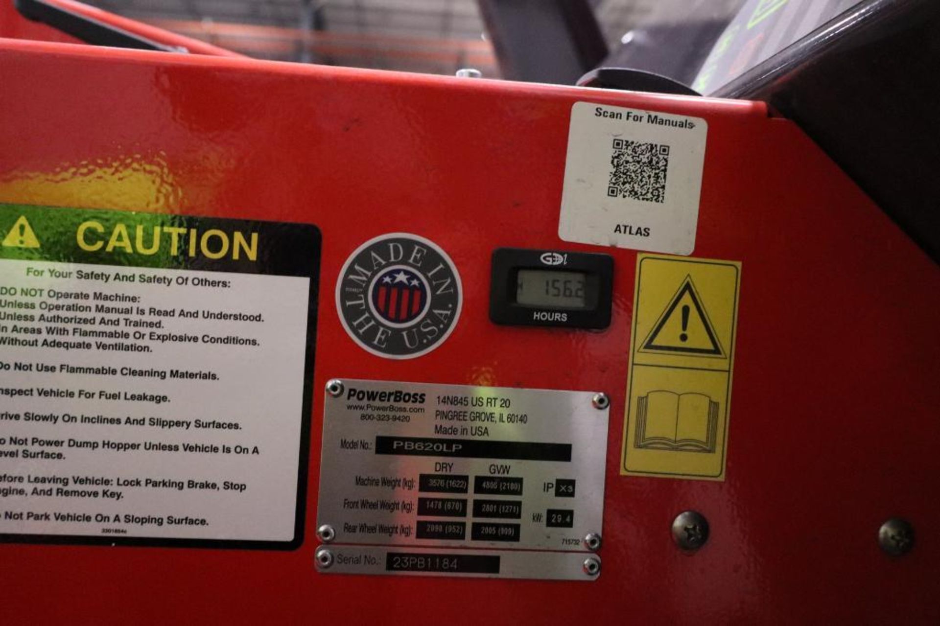 Atlas PB620LP Power Boss LPG Floor Sweeper 156.2 Hours S/N 23PB1184 - Image 4 of 6