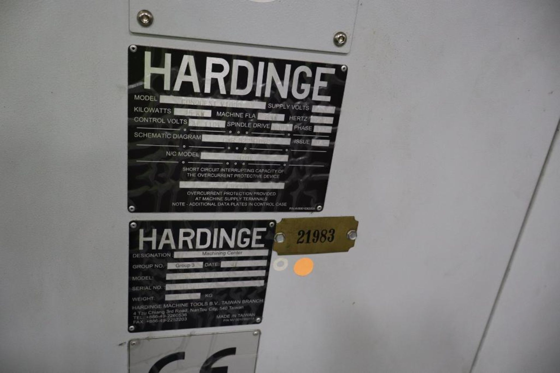 Bridgeport/Hardinge Conquest V1000 CNC Vertical Machining Center S/N CVCB6E0027 DOM 06/16 - Image 4 of 6