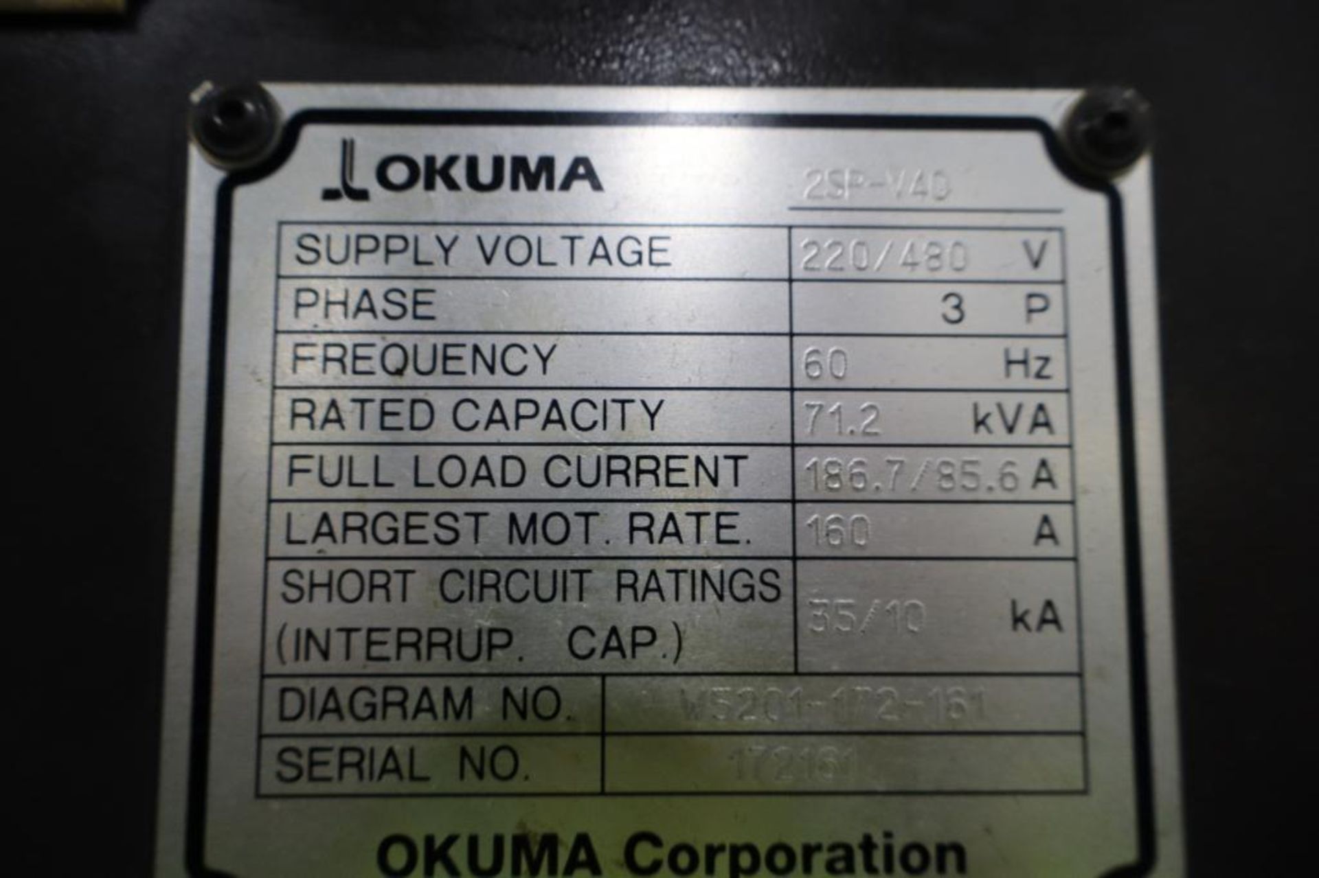 Okuma 2SP-40 Vertical Lathe S/N 172161 DOM 2013 - Image 4 of 6
