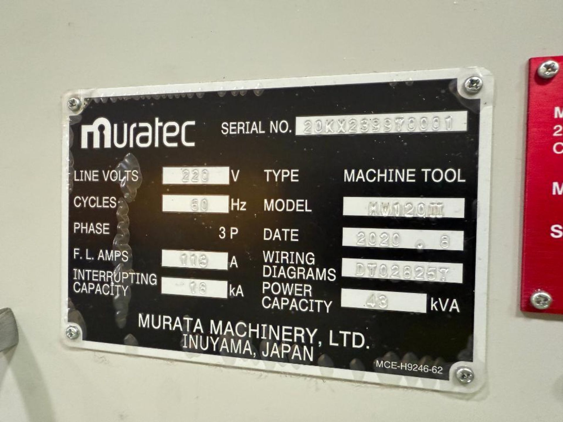 2020 Muratec MW120II Twin Spindle CNC Lathe, S/N 20KX239970001 - Image 26 of 26