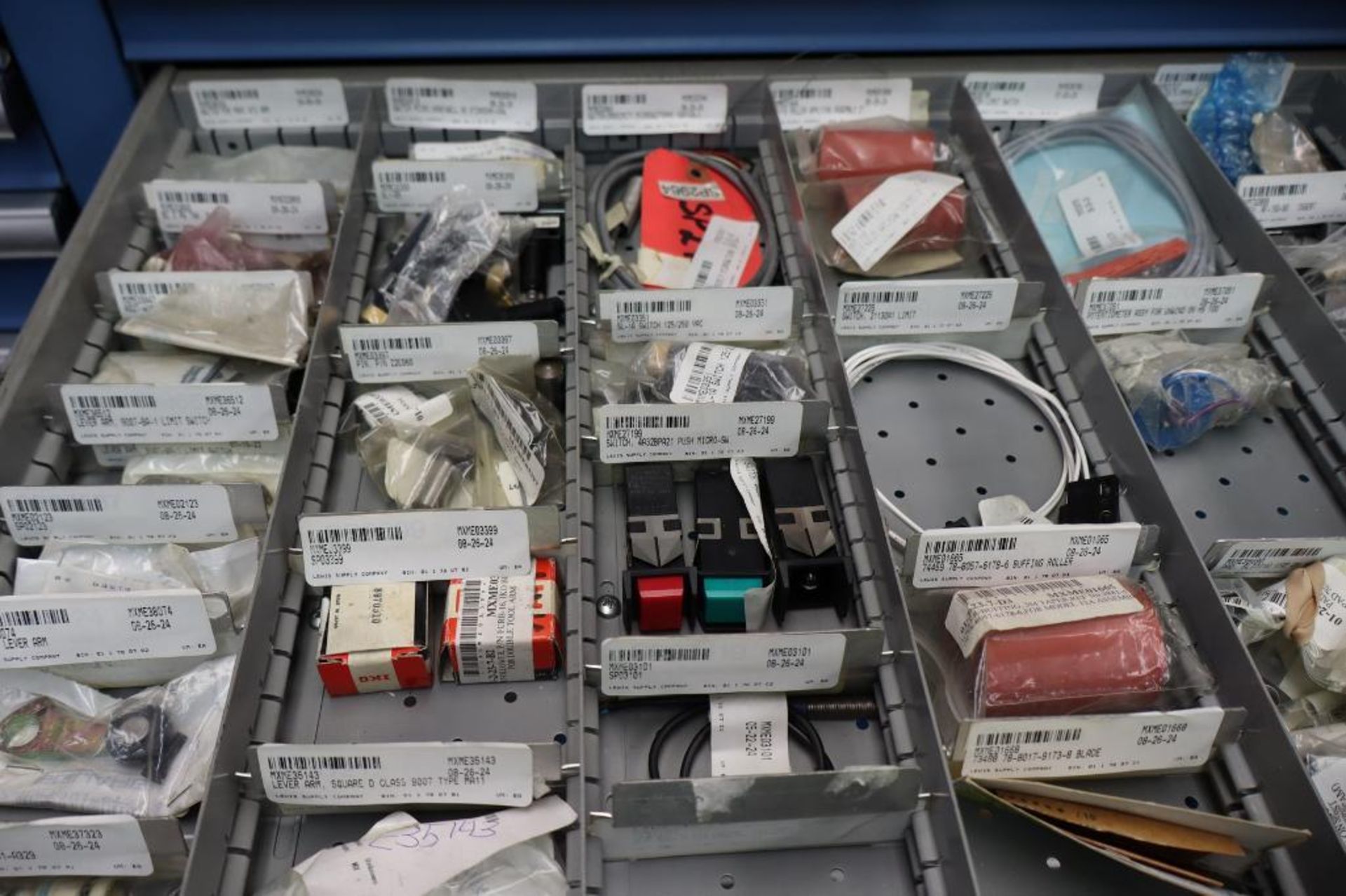 Stanley Vidmar 8-Section Wall Storage System with Shelves and Drawers with Tool Crib Contents - Image 15 of 17