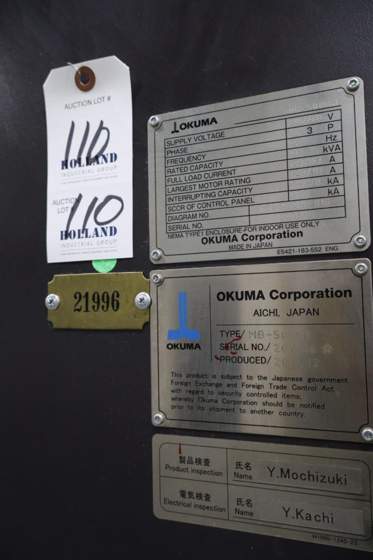 2017 Okuma MB-5000H Horizontal CNC Machining Center, S/N 207916 - Image 7 of 30