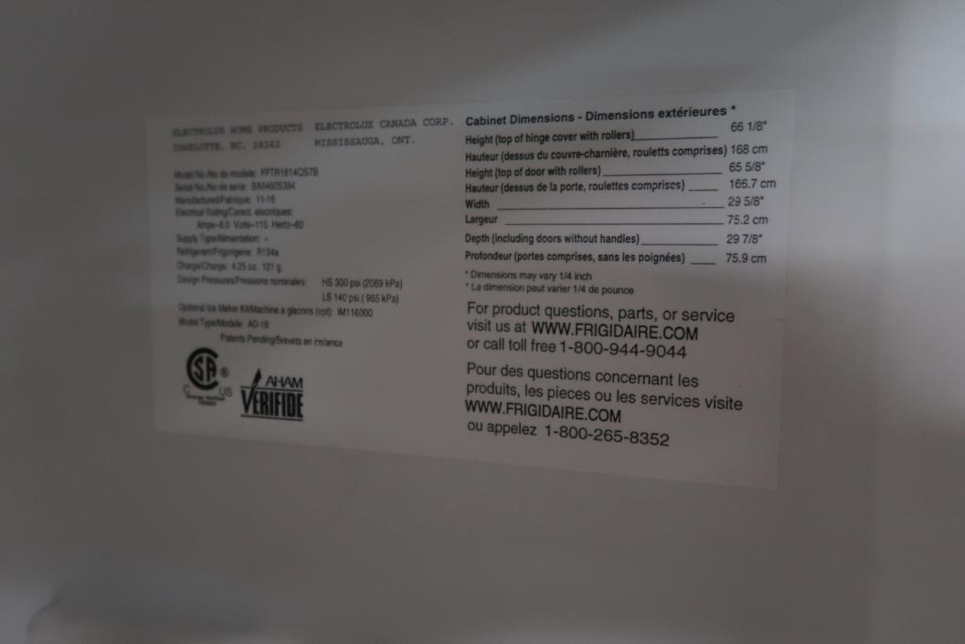 Frigidaire FFTR1814QS7B S/S Refrigerator - Image 4 of 4