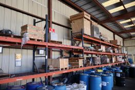 Contents of 7-Pallet Rack Section Under Outdoor Storage Building to Include Pumps, Enclosures, Welde