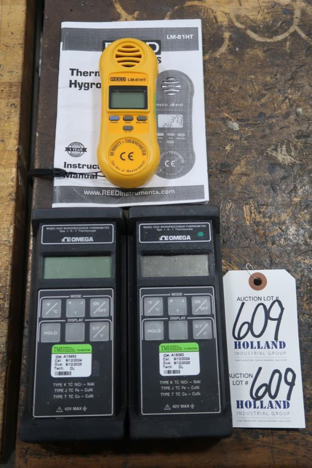 (2) Omega HH21 Microprocessor Thermometers with Reed LM-81HT Thermal Hygrometer