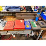 Wood Top Work Bench and Contents