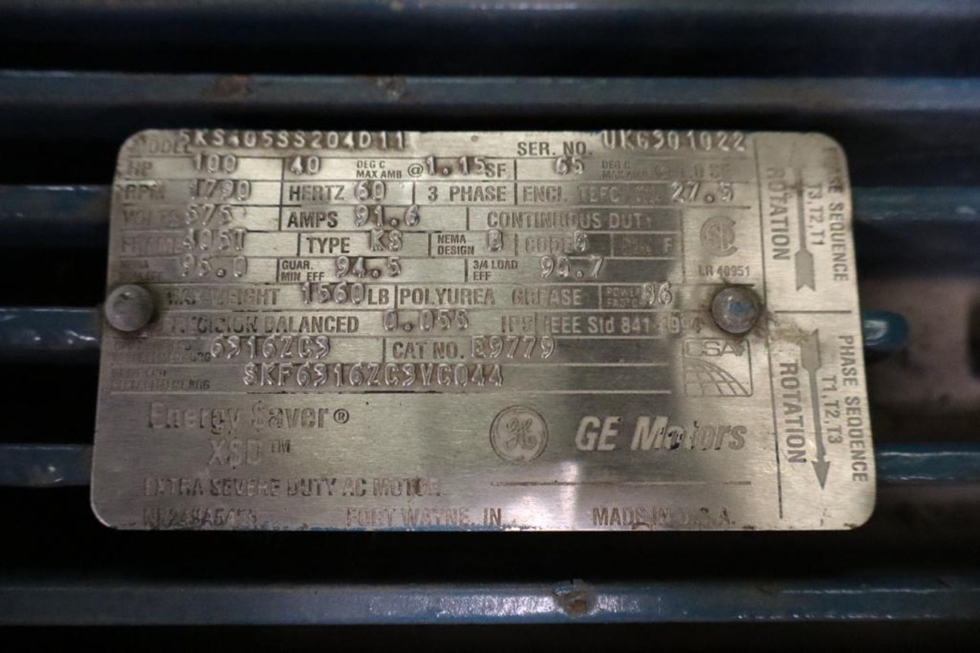 GE Motors 100-HP 575V Electric Motor, 405T Frame, 1790 RPM - Image 2 of 2
