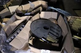 Group of (10) Pallets and Plastic Bins with Machine Repair Parts