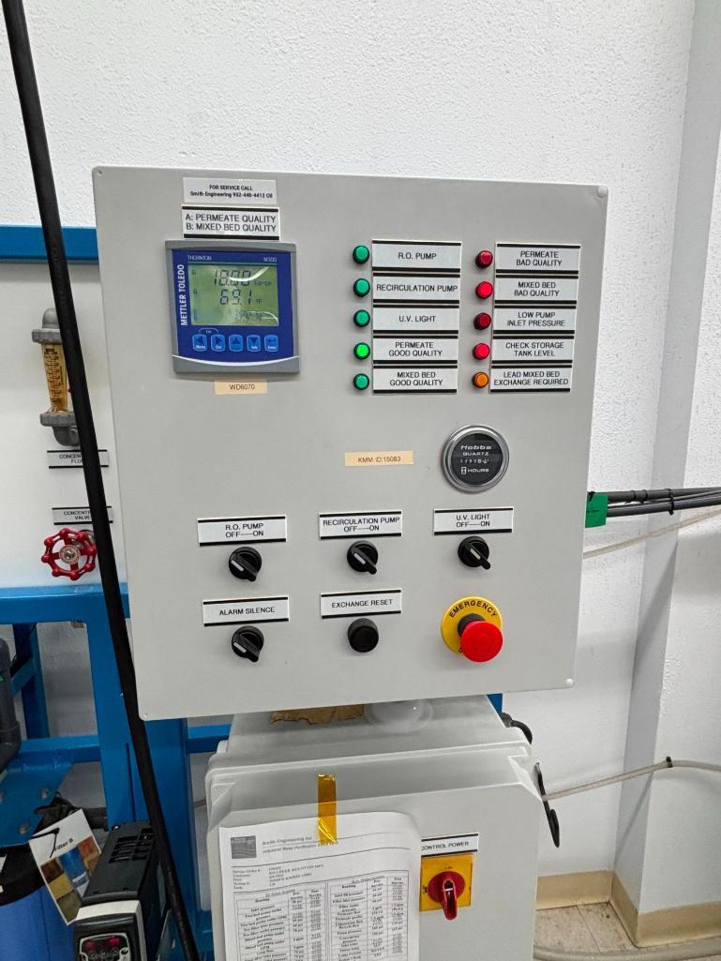 Smith Engineering RO/DI Water System, 1 GPM RO/4 GPM DI, Ser# 0812-9114, Aquafine Unit Model SL-10A, - Image 6 of 14