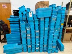 Quanity of Empty Blue Storage Boxes