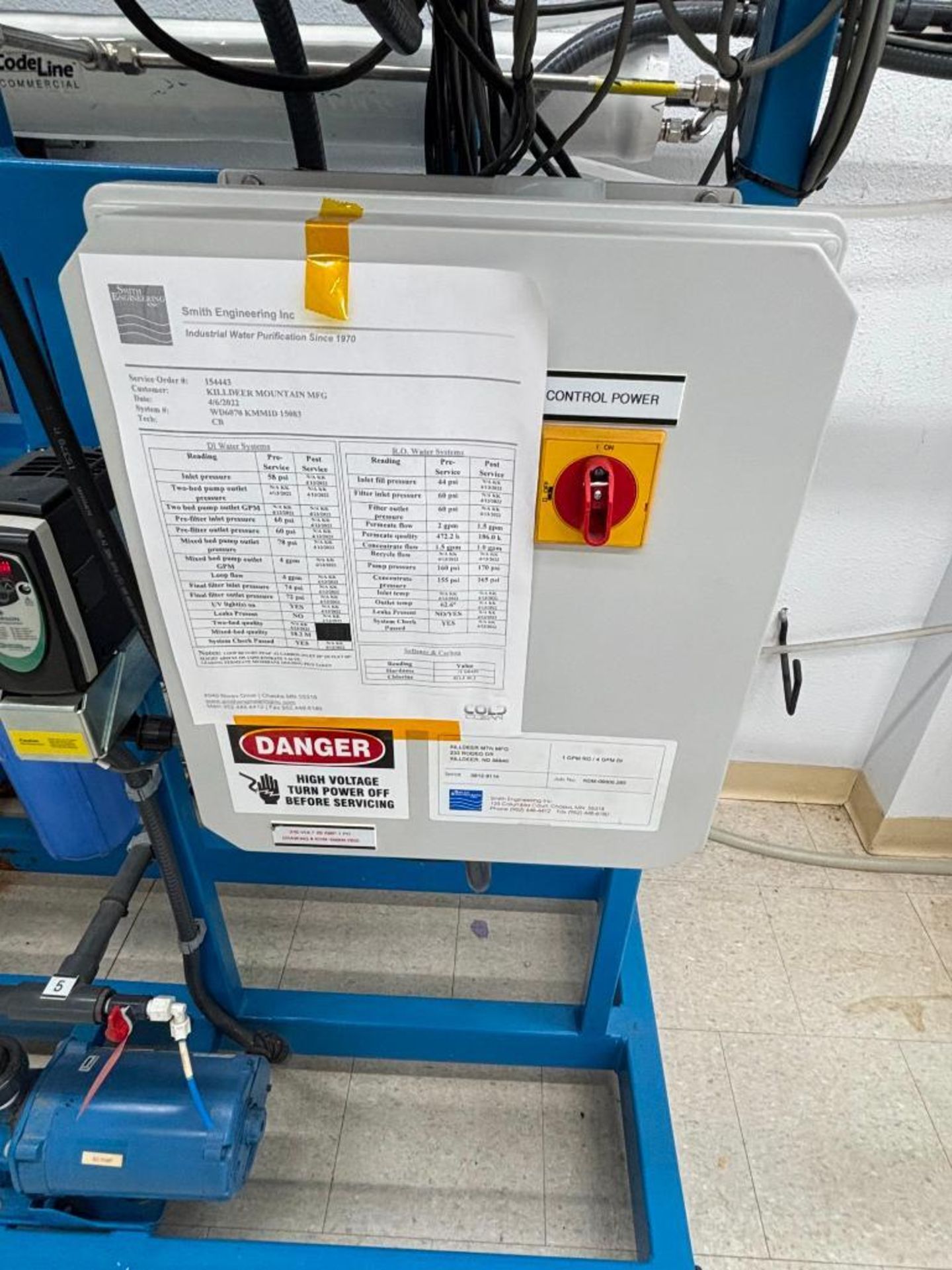 Smith Engineering RO/DI Water System, 1 GPM RO/4 GPM DI, Ser# 0812-9114, Aquafine Unit Model SL-10A, - Image 8 of 14
