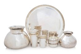 A GROUP OF INDIAN SILVER PLATED METALWARES