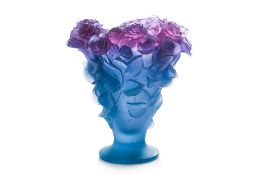 A LARGE DAUM PATE DE VERRE ROSE VASE