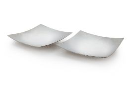 A PAIR OF SQUARE STERLING SILVER SERVING DISHES
