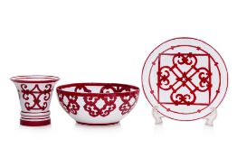 A GROUP OF THREE HERMES 'BALCON DU GUADALQUIVIR' PORCELAIN ITEMS