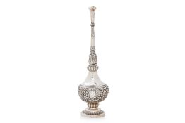 AN INDIAN SILVER ROSEWATER SPRINKLER