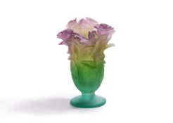 A DAUM PATE DE VERRE ROSE VASE