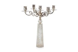 A CHRISTOFLE SILVER PLATED 'JARDIN D'EDEN' FIVE LIGHT CANDELABRUM