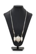 A SILVER LINGAM BOX PENDANT NECKLACE