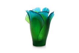 A DAUM 'GINKGO' GLASS VASE
