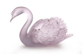 A LARGE DAUM PATE DE VERRE SWAN CENTREPIECE