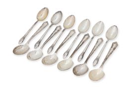 TWO SETS OF SIX INDIAN SILVER TEASPOONS