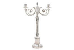 A CHRISTOFLE 'MALMAISON' SILVER PLATED TWO LIGHT CANDELABRUM