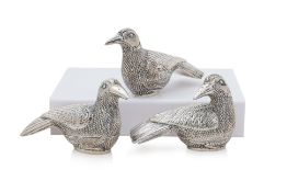 THREE SOUTHEAST ASIAN SILVER BOXES MODELLED AS BIRDS
