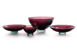 A GROUP OF 'HARLEKIN' GLASS BOWLS BY ANJA KJAER