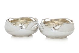 A PAIR OF ART NOUVEAU STYLE STERLING SILVER BOWLS