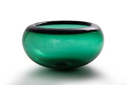A LARGE ROYAL COPENHAGEN GREEN GLASS BOWL