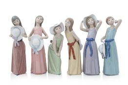 A GROUP OF SIX LLADRO PORCELAIN FIGURES OF GIRLS