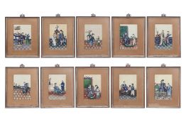 A GOOD SET OF TEN CHINESE EXPORT PITH PAPER PAINTINGS