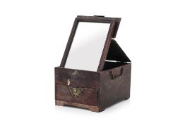 A HARDWOOD DRESSING TABLE BOX