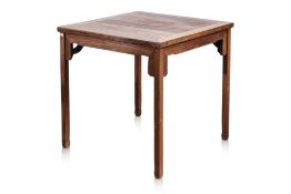 A SQUARE HARDWOOD TABLE