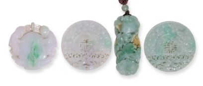 A GROUP OF FOUR JADEITE CARVINGS