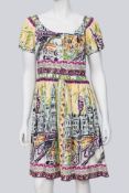 PRADA - A MULTICOLOURED PRINTED SHORT SLEEVE DRESS