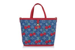 LOUIS VUITTON - A TAKASHI MURAKAMI DENIM MONOGRAM CHERRY PRINT TOTE BAG