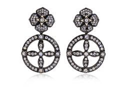 MATTHEW CAMPBELL LAURENZA - A PAIR OF MOONSTONE SET EARRINGS