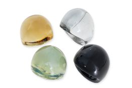 LALIQUE - FOUR 'CABOCHON' CRYSTAL RINGS