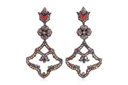 MATTHEW CAMPBELL LAURENZA - A PAIR OF MULTI-STONE SET EARRINGS
